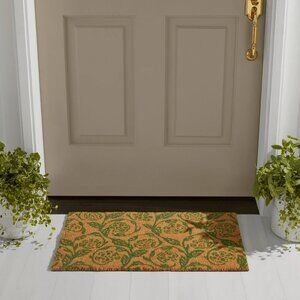 Mainstays by Becky G. & Alejandra Coir Outdoor Mat, Green Floral, 18" x 30"